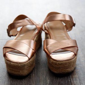 Express Woven Rose Gold Platform Sandals
